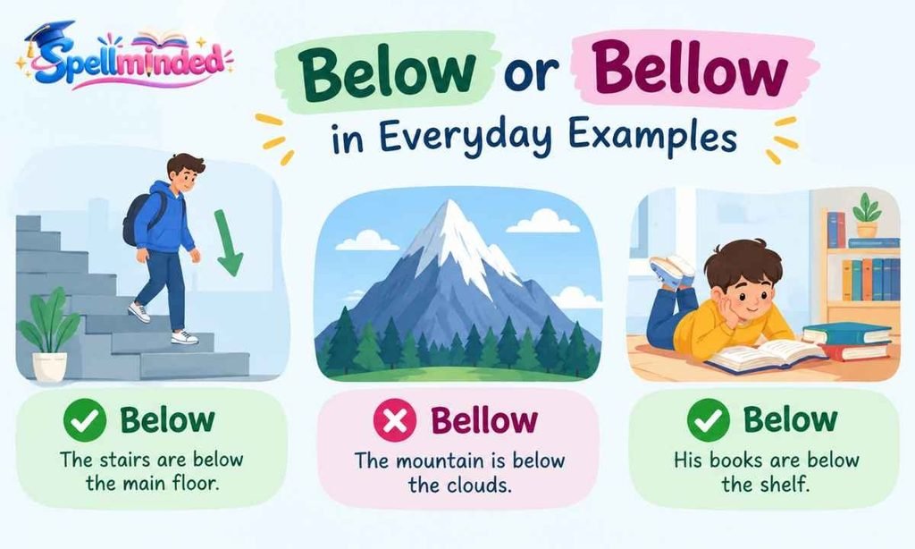 Bellow or Below in Everyday Examples
