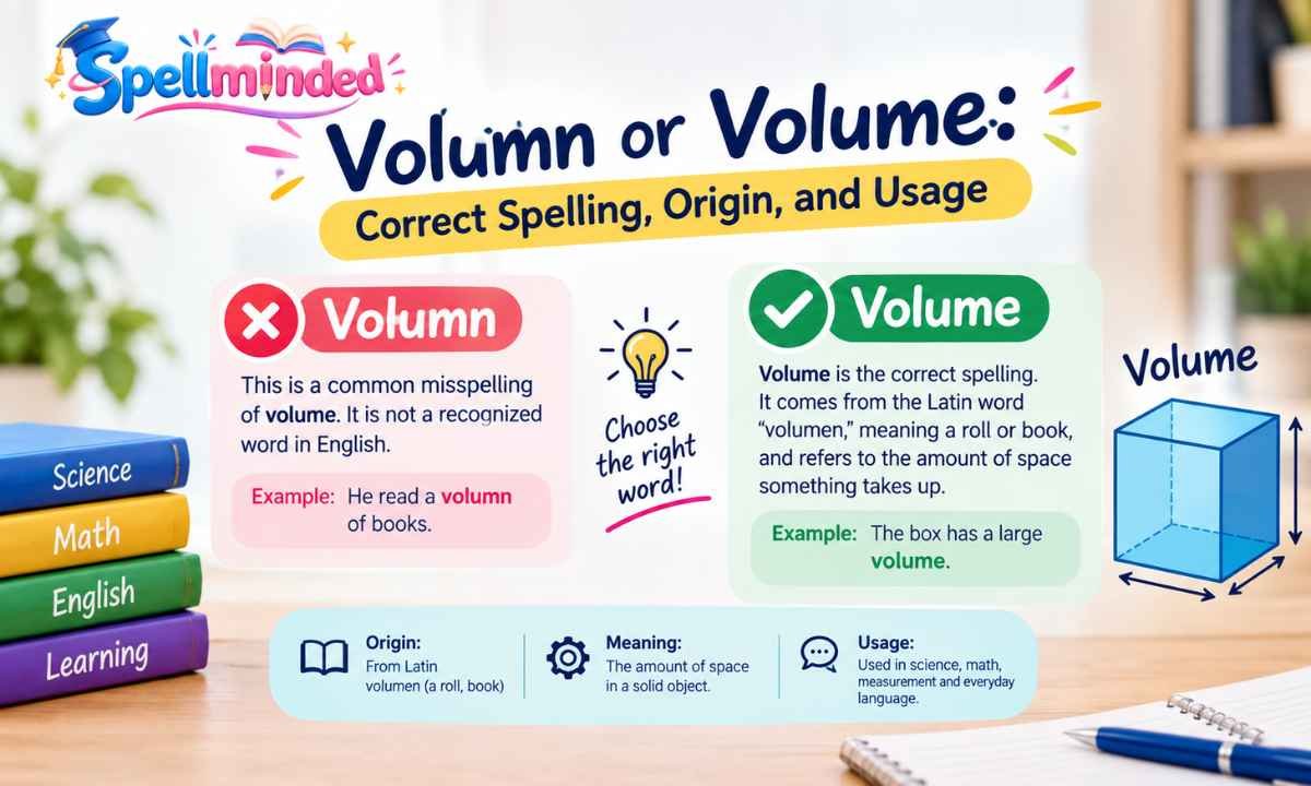 Volumn or Volume Correct Spelling, Origin, and Usage